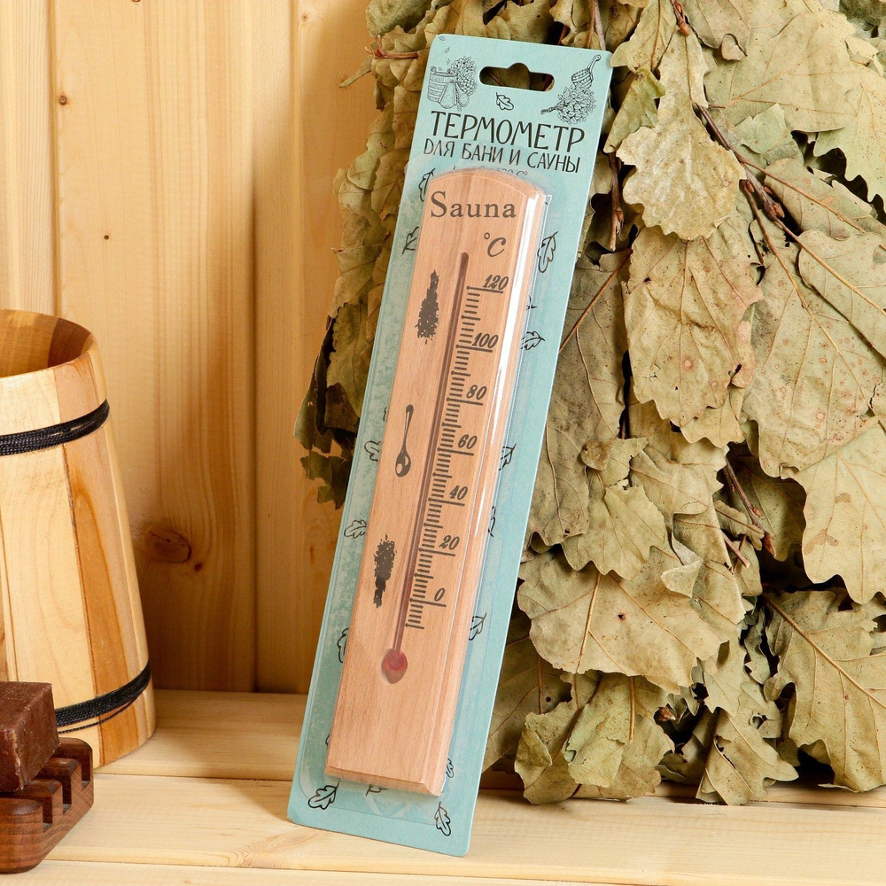 Термометр спиртовой, деревянный, 120 С #1