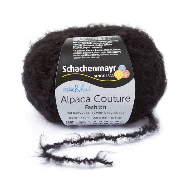 Пряжа для вязания Schachenmayr Alpaca Couture (00099 Schwarz) 1 моток 25г/113м #1