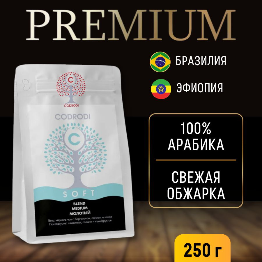 Кофе молотый Codrodi Blend SOFT (Бразилия/Эфиопия) 250 гр #1