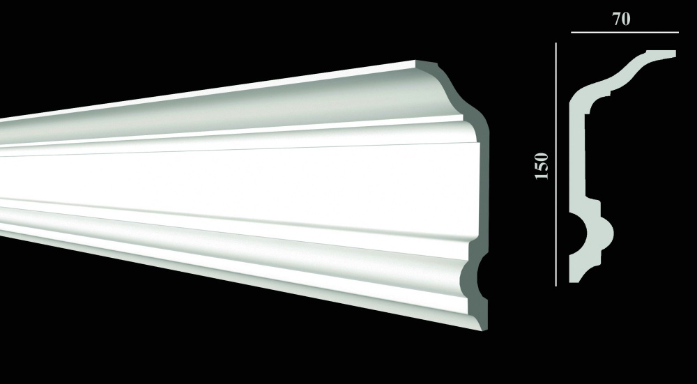 Плинтус потолочный дюропласт ударопрочный под покраску Decor-Dizayn DD505 белый 7x15x200 см (2 шт.)  #1