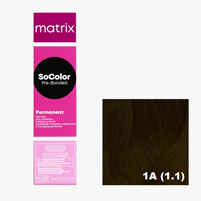 Краска для волос, 1А (1.1), MATRIX, SoColor Pre-Bonded, 90 мл., Permanent, с натуральной базой, 2 шт #1