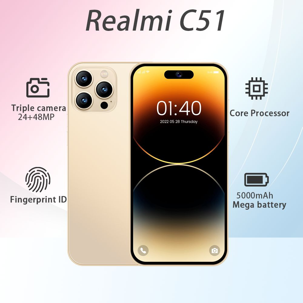 Смартфон Смартфон Игровой телефон Realmi C51 HD Ultimate Edition с 6.8-дюймовым большим экраном, сетью #1