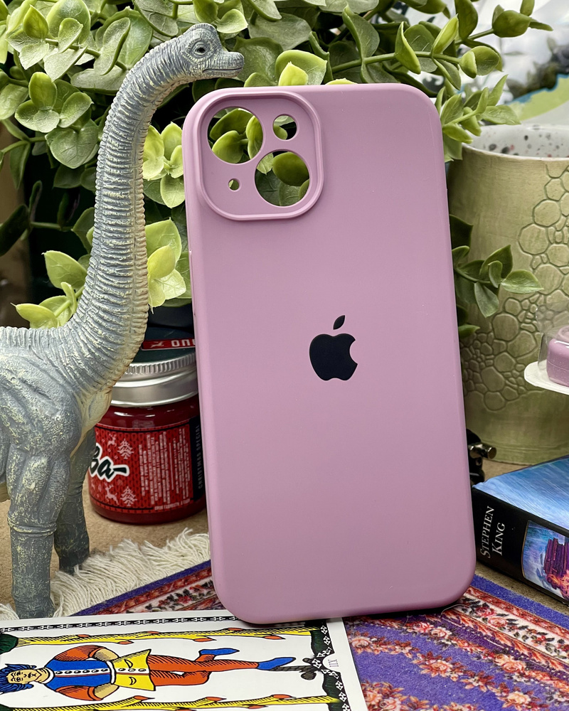 Силиконовый чехол на iPhone 15 с защитой камер, противоударный / Silicone Case iPhone 15 Lavender  #1