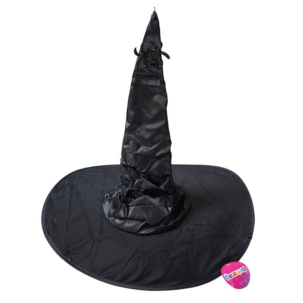 Шляпа "Ведьмы" Черная с паучком, атлас #1