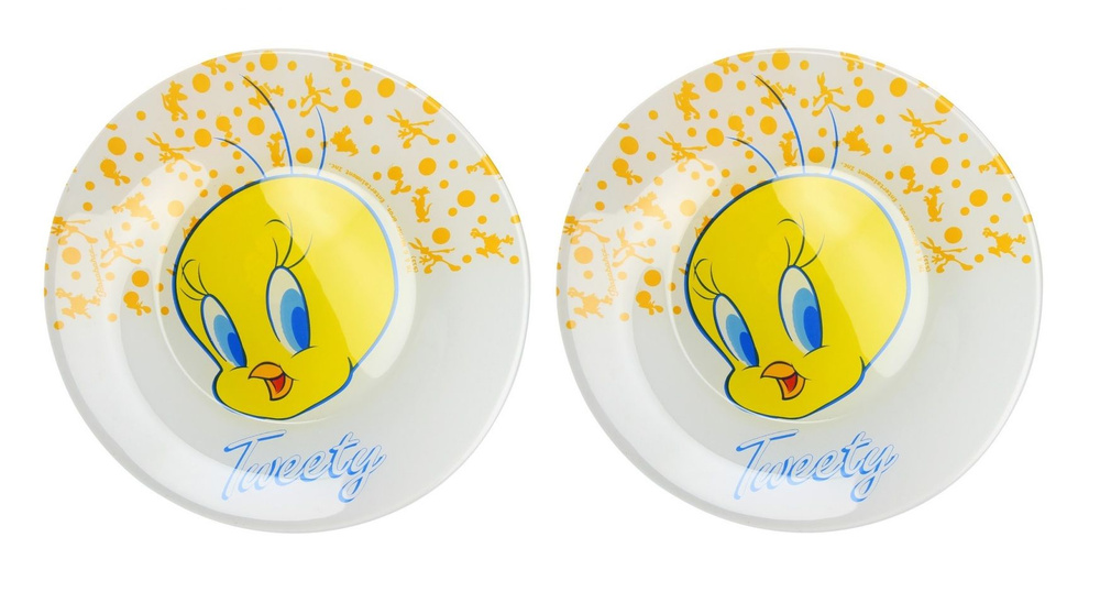 Pasabahce Набор тарелок warner brs "Канарейка Tweety", 2 шт, Закаленное стекло, диаметр 19.5 см  #1