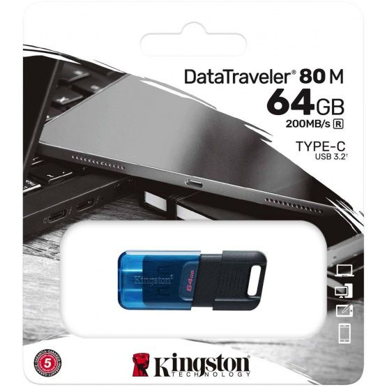 Флеш Диск Kingston 64GB DataTraveler 80 M DT80M/64GB USB3.2 черный #1