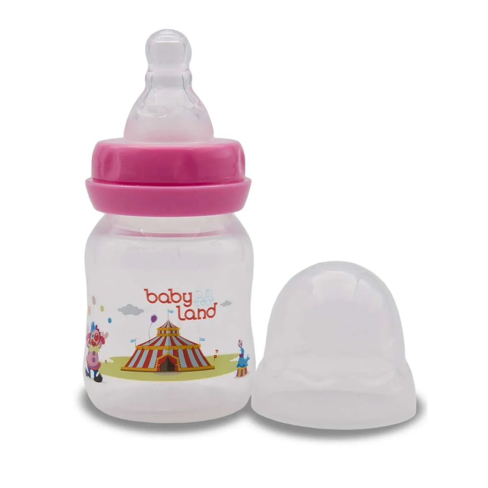 Бутылочка Baby Land 80мл с силиконовой соской розовый #1