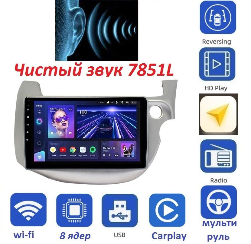 ToysCC3 Original Honda FIT 2007 - 2013 правый руль 2+32 ГБ Android 13 WI-FI Блютус Радио Видео Громкая #1