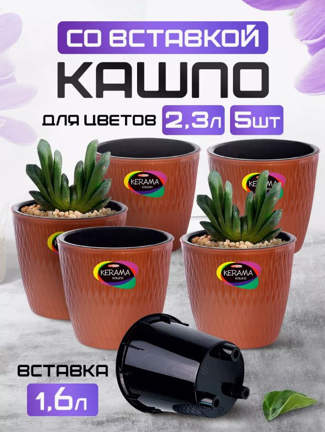 Кашпо пластиковое для цветов, горшок для растений для балкона, для улицы и сада Elfplast "Kerama" 2,3л, #1