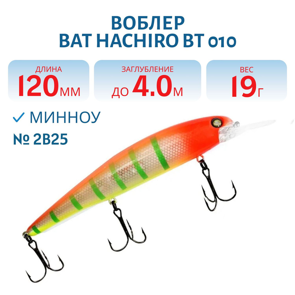 Воблер BAT HACHIRO BT 010, 120мм, 19 гр, 0-4 м, цвет #2B25 #1