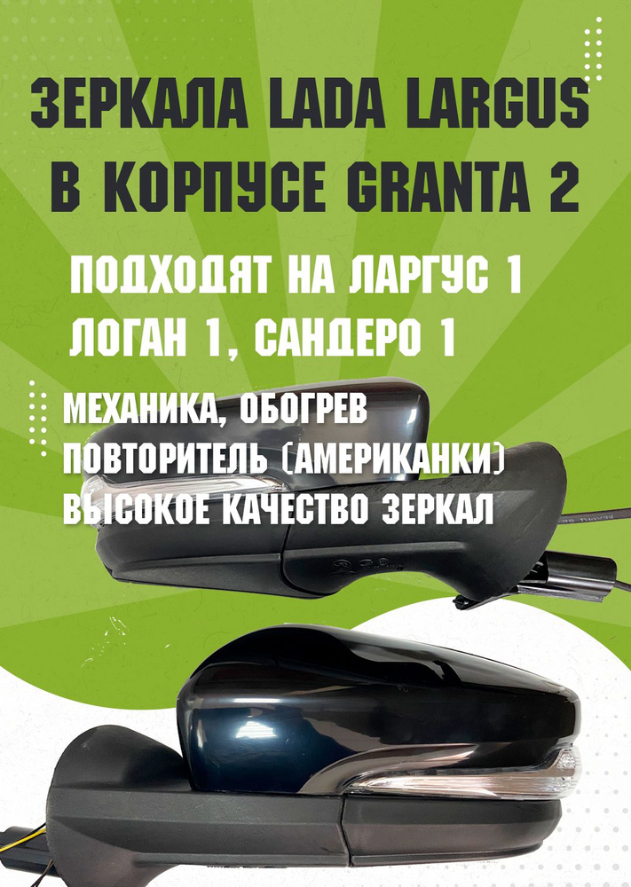 Зеркало заднего вида с обогревом Лада Ларгус, Логан 1, Дастер адаптированные от LADA Granta 2  #1