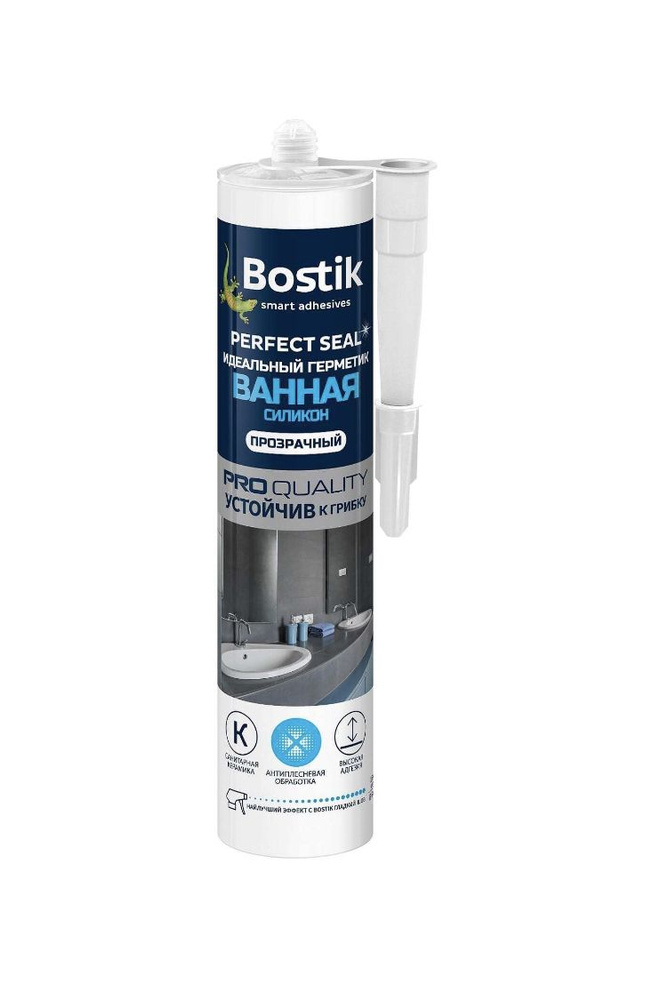 Герметик силиконовый для ванной Bostik Perfect Seal Ванная Силикон прозрачный 280 мл.  #1