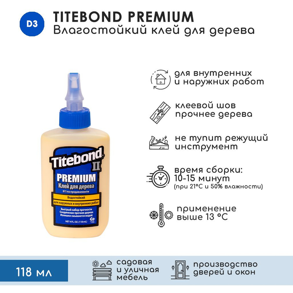 Клей Titebond II Premium столярный влагостойкий ПВА 118 мл #1