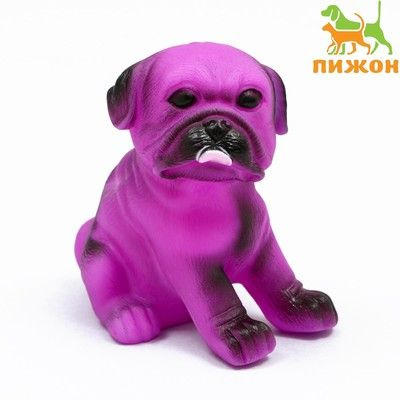 Игрушка пищащая "Маленький друг" для собак, бульдог, 9 см, фиолетовая  #1