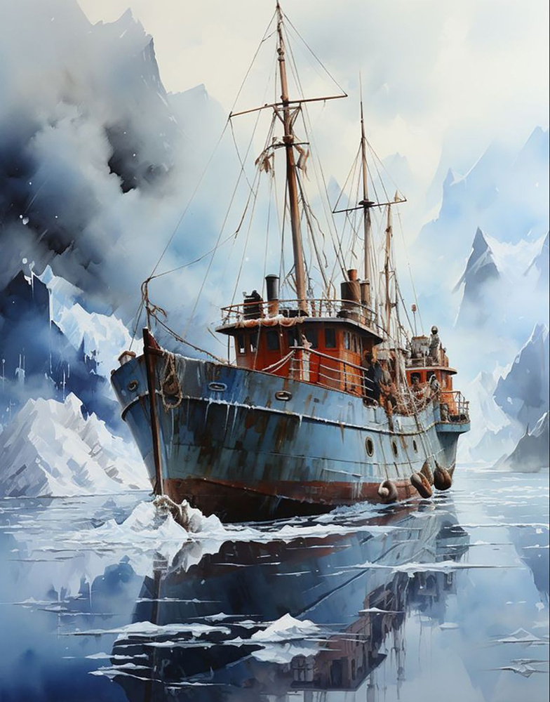 Картина по номерам Корабль в Арктике 40х50 см Hobby Home #1