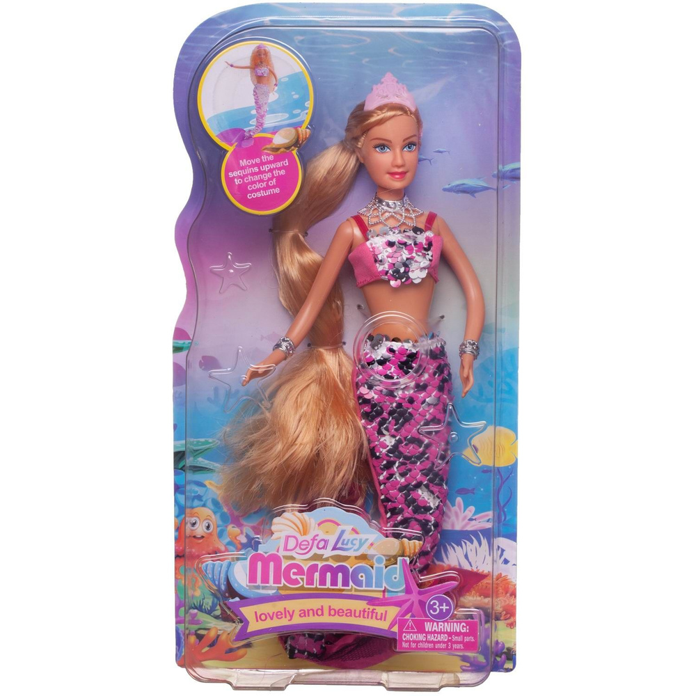 Кукла Defa Lucy Морская принцесса-русалочка в блестящем розово-черном наряде 29 см  #1