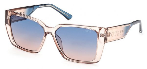 Женские солнцезащитные очки Guess GUS 7818 57W, цвет: бежевый, цвет линзы: синий, прямоугольные, пластик #1