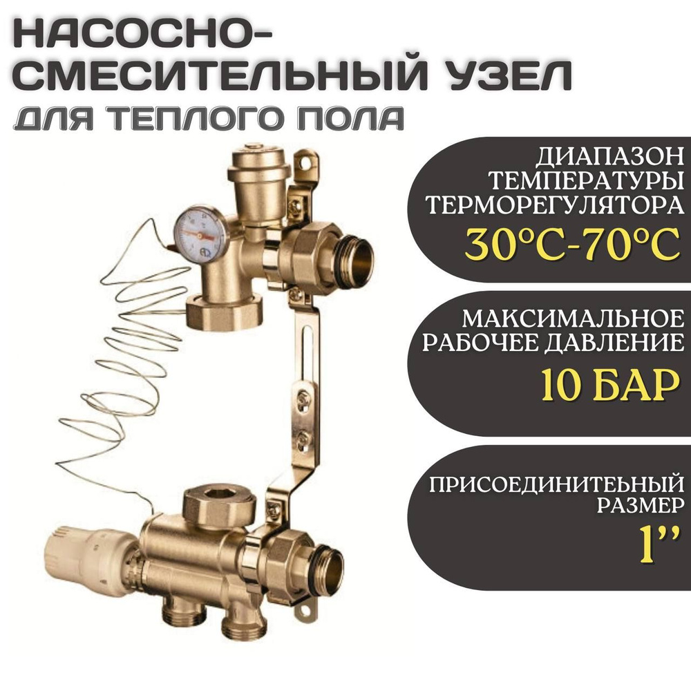 Насосно-смесительный узел для теплого пола ESSAN AQUAMIXOL без насоса 130-180мм, желтый  #1