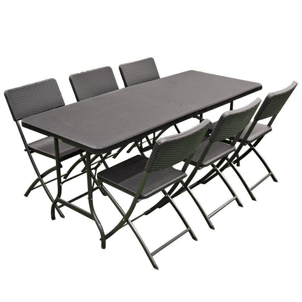 Набор мебели складной: стол и 6 стульев черный #1