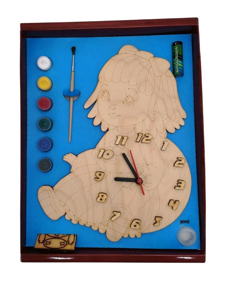 Набор для росписи Нескучные игры Часы "Кукла" с циферблатом, с красками (УТ0041476)  #1