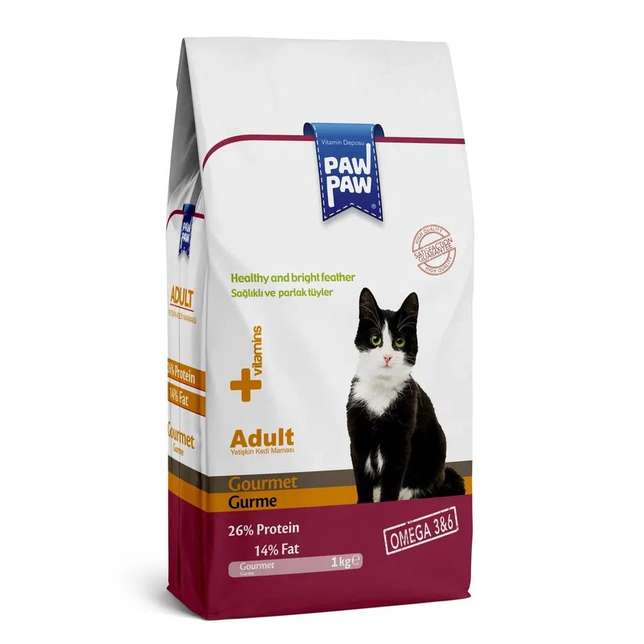 Pawpaw Adult Cat Food Gourmet 1 кг сухой корм для кошек 3 шт #1