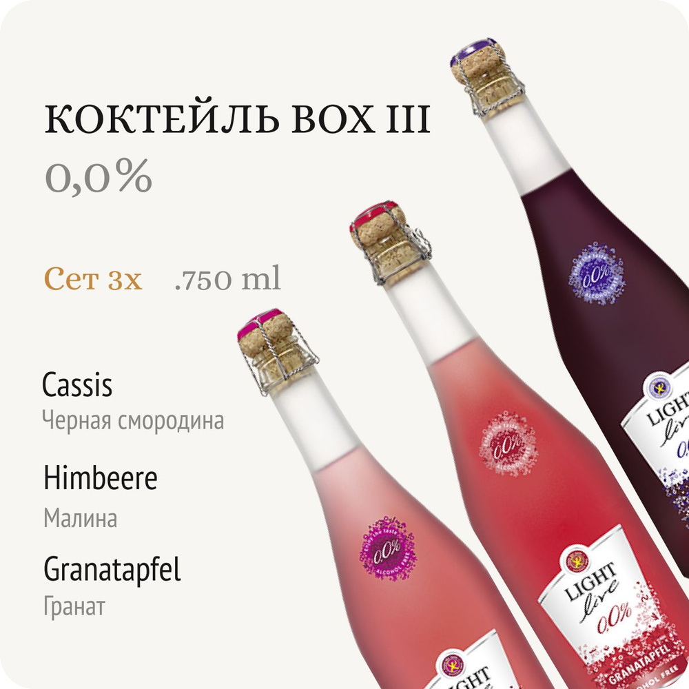 Сет из 3х "Коктейль BOX IIl безалкогольное вино (набор 3 шт х 0.75L)/ Малина, Гранат, Черная смородина #1