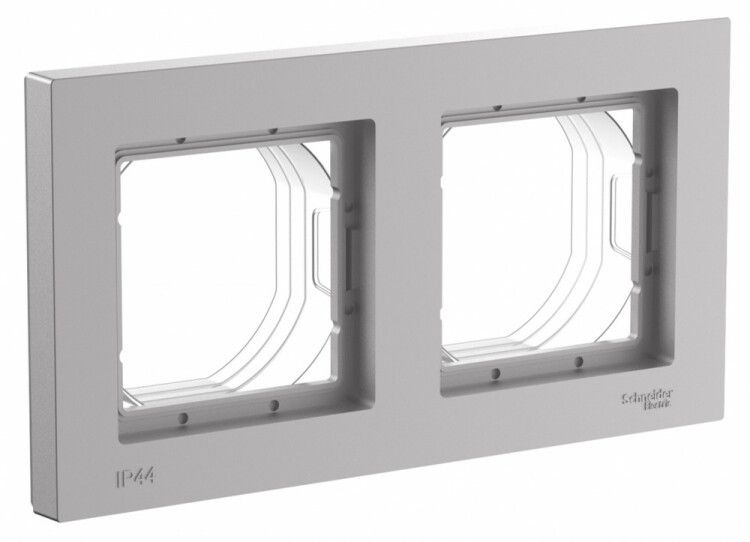 Рамка универсальная 2-постовая IP44 ATLAS DESIGN AQUA алюминий Systeme Electric (Schneider Elecrtic) #1