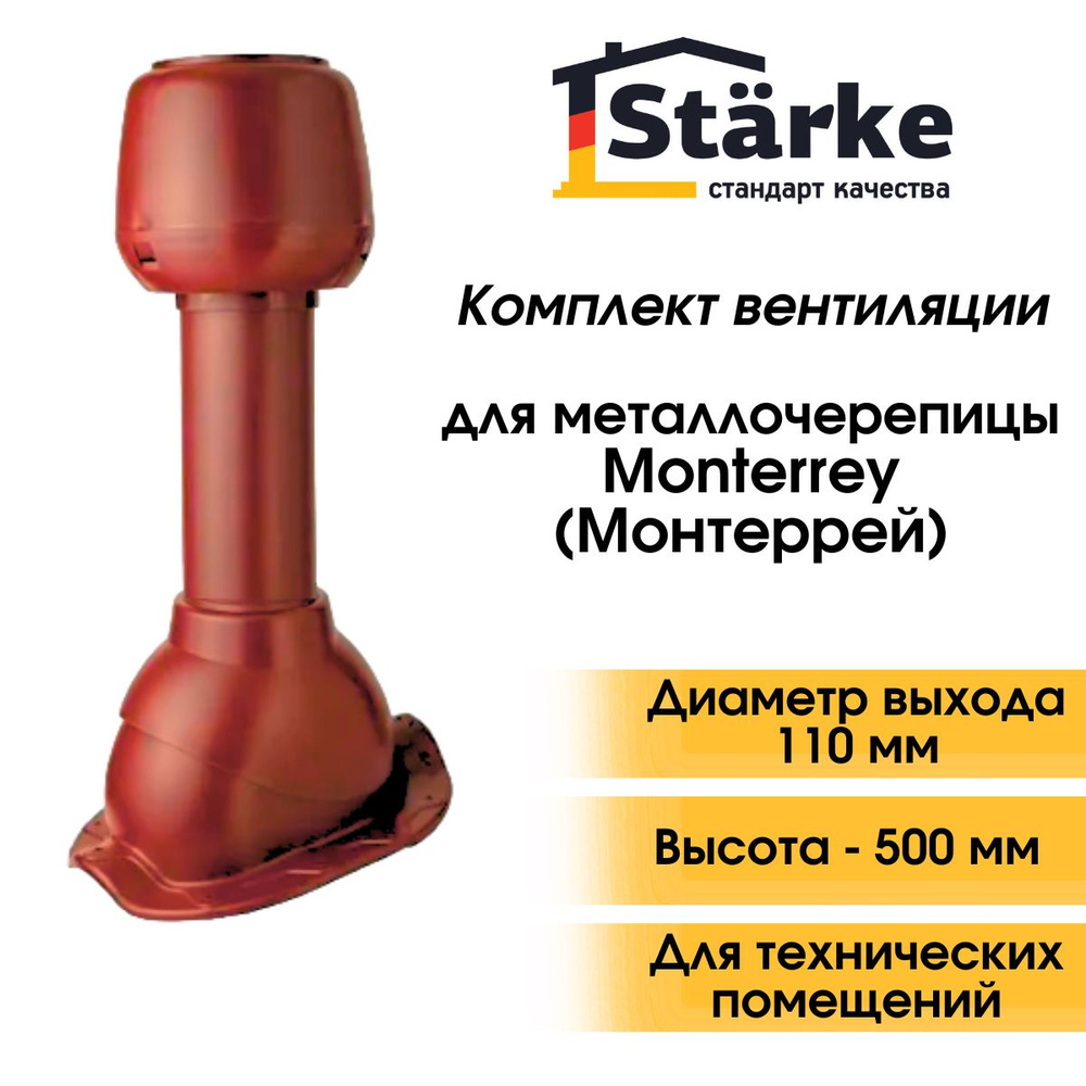 Комплект кровельной вентиляции Starke D 110 для металлочерепицы Monterrey коричнево-красный  #1