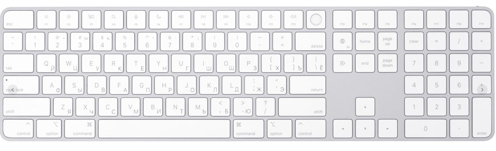 Клавиатура Apple Magic Keyboard c Touch ID и Numeric Keypad MK2C3 (Российская раскладка), White  #1