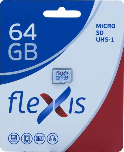 Карта памяти microSDHC 64GB Cl10 U1, без адаптера, Flexis #1