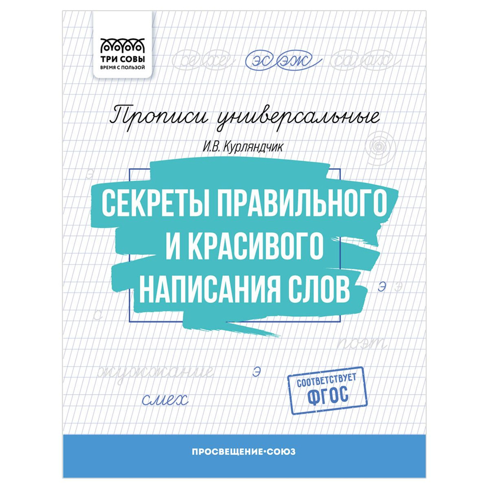 20 шт., Прописи универсальные, А5 ТРИ СОВЫ "Секреты правильного и красивого написания слов", 16стр.  #1