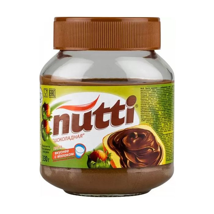 Nutti Шоколадно-ореховая паста с добавлением какао, 330 г #1