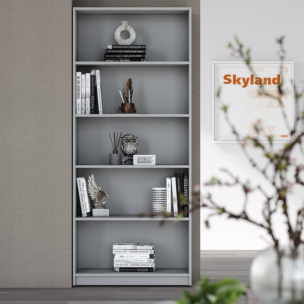 Стеллаж для книг / напольный стеллаж для хранения SKYLAND SIMPLE SR-5W, серый, 77х35.9х181.7 см  #1