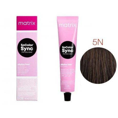 Matrix SoColor Sync Pre-Bonded - Крем-краска для волос тон в тон без аммиака с бондером 5N светлый шатен, #1