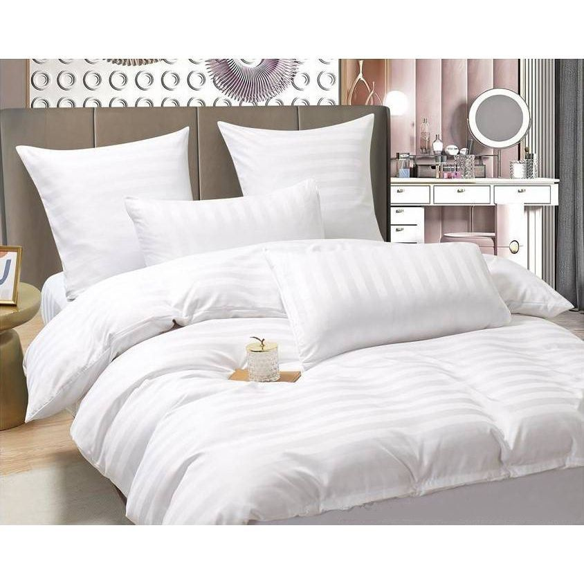 Boris Комплект постельного белья евро, наволочки 50х70 см, 70х70 см, Страйп сатин, Белый/ Постельное #1