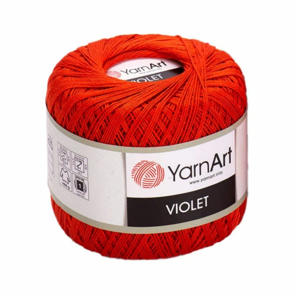 Пряжа YarnArt Violet - 1моток(5535-ярко-оранжевый) 50г/282м, мерсеризованный хлопок 100%. ЯрнАрт Виолет #1