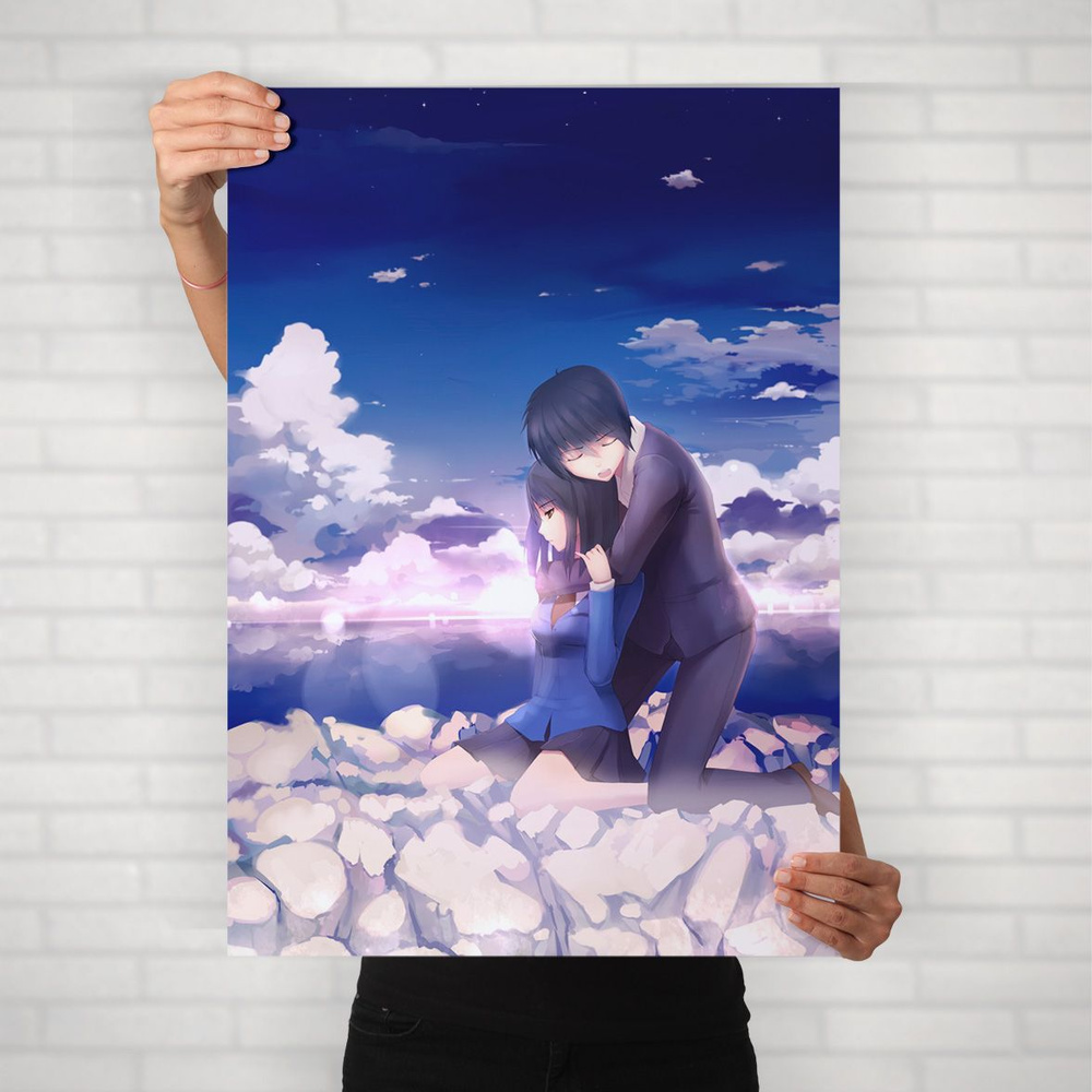 Плакат на стену для интерьера Макото Синкай (Пять сантиметров в секунду - Такаки и Акари 3) - Постер #1