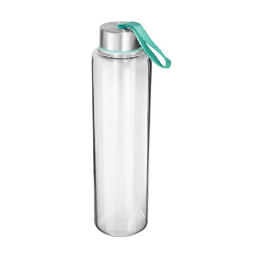Бутылка для воды 500 мл. из прозрачного стекла с крышкой и петелькой  #1