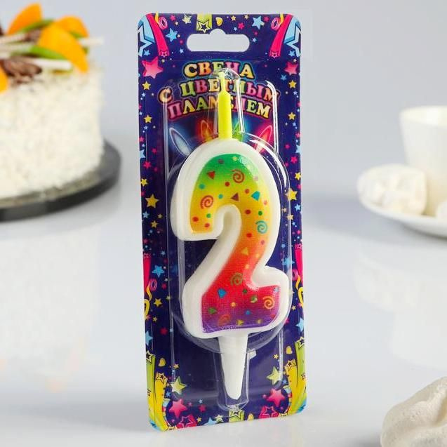 Омский свечной Свечи для торта цифра 2 "феерверк", 1 шт, 1 уп.  #1