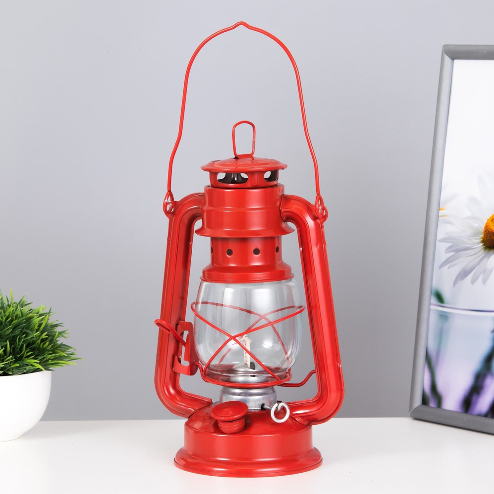 Керосиновая лампа декоративная красный 11.5*15*25 см RISALUX #1