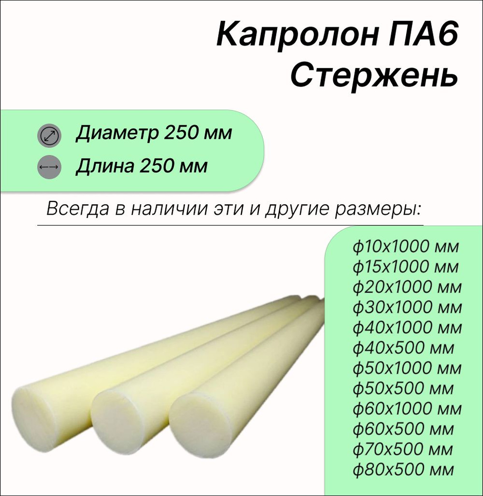 Капролон ПА6 (полиамид) стержень ф250х250 мм #1