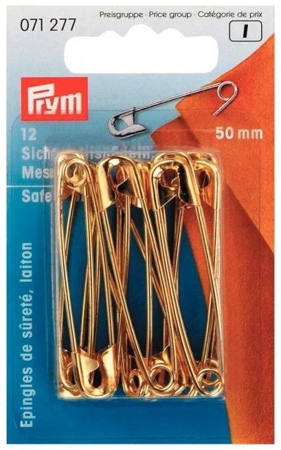 Булавки английские PRYM 50 мм, латунь, золотистые, 12 шт (PR.71277)  #1