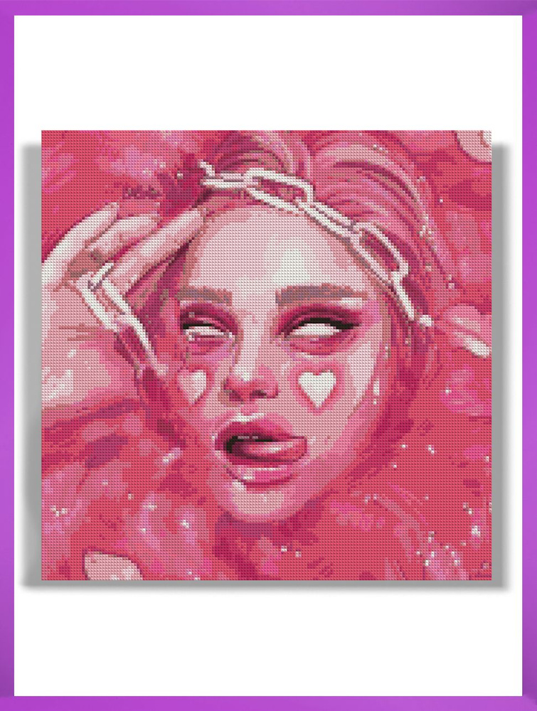 Алмазная мозаика на подрамнике - вышивка Pink Girl 40 х 40 см #1