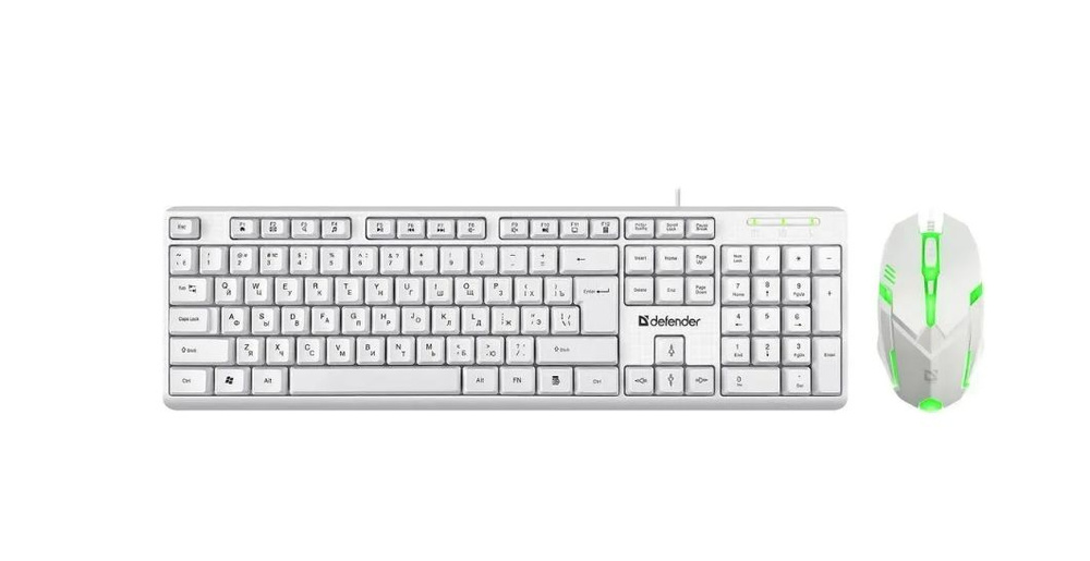 Defender Комплект игровая мышь + клавиатура Комплект проводной клавиатура+мышь Motion C-977 RU белый, #1