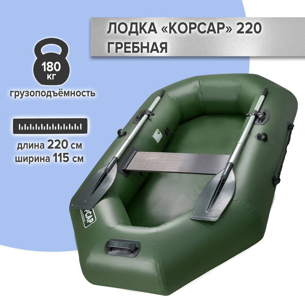 Лодка надувная для рыбалки Корсар К220 гребная #1