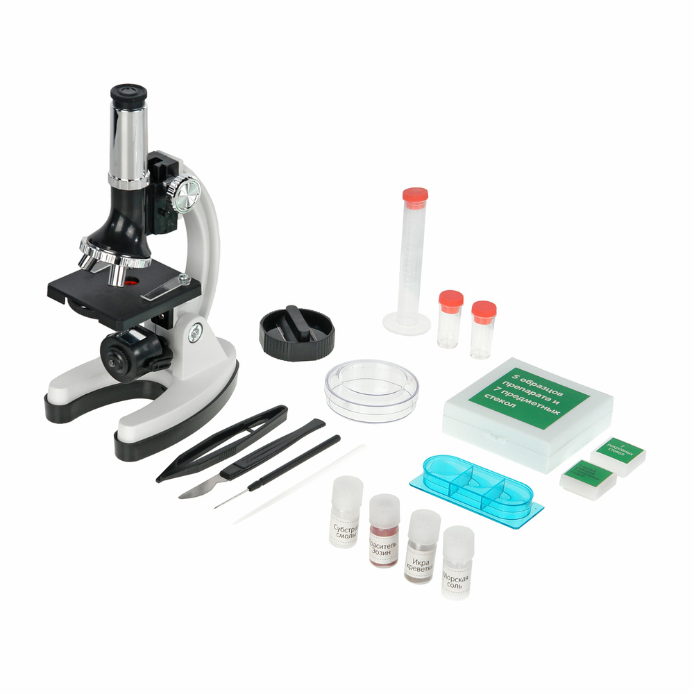 Микроскоп детский Микромед 100-900х, микропрепараты, в кейсе  #1