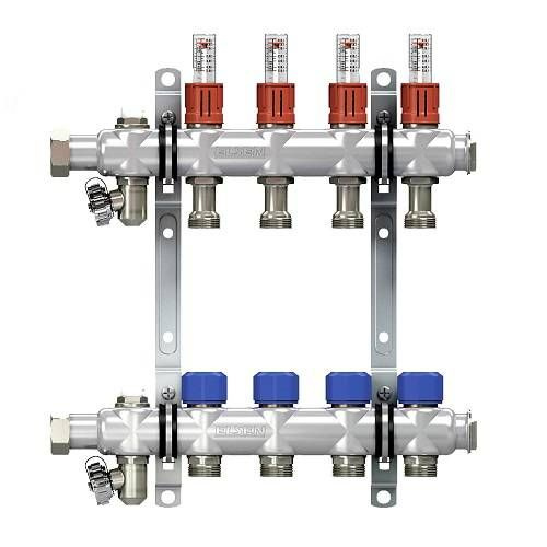 Коллекторная группа для теплого пола ELSEN EMi03 - 1" на 6 контуров 3/4" Евроконус  #1