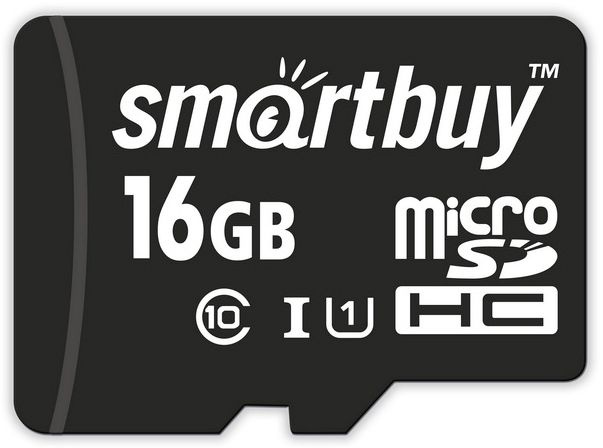 Карта памяти MicroSD Smart Buy 16GB Class10 UHS-I с адаптером черный #1