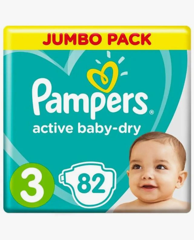 Подгузники Pampers Active Baby-Dry 3 (4-9 кг), 82 шт #1