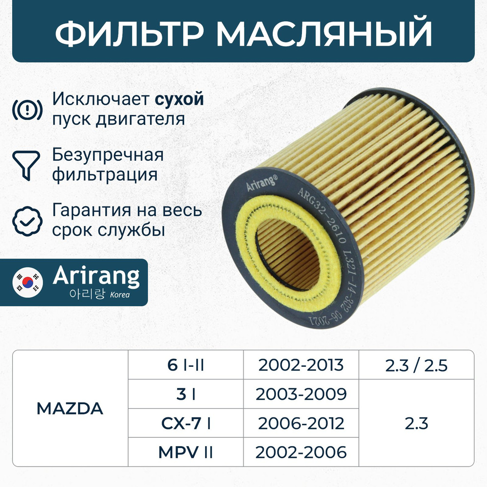 Фильтр масляный для Mazda 3 6 CX7 MPV (Мазда 3 6 СХ7 МПВ) / OEM L321-14-302  #1